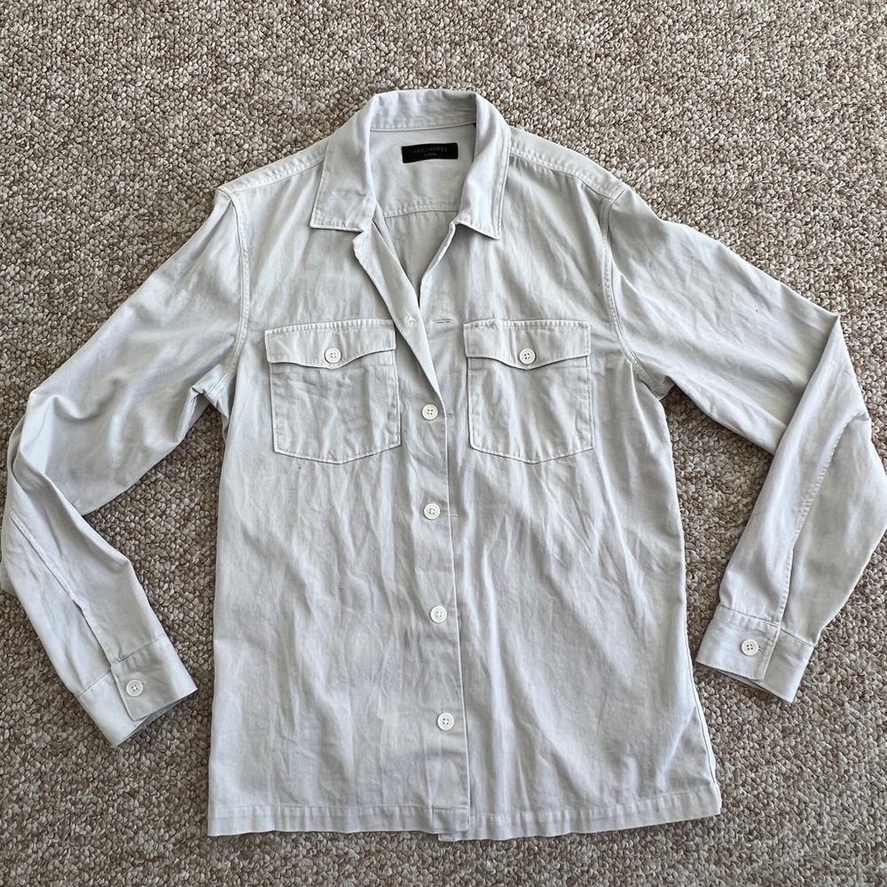 All Saints Mens Gray Button Down
